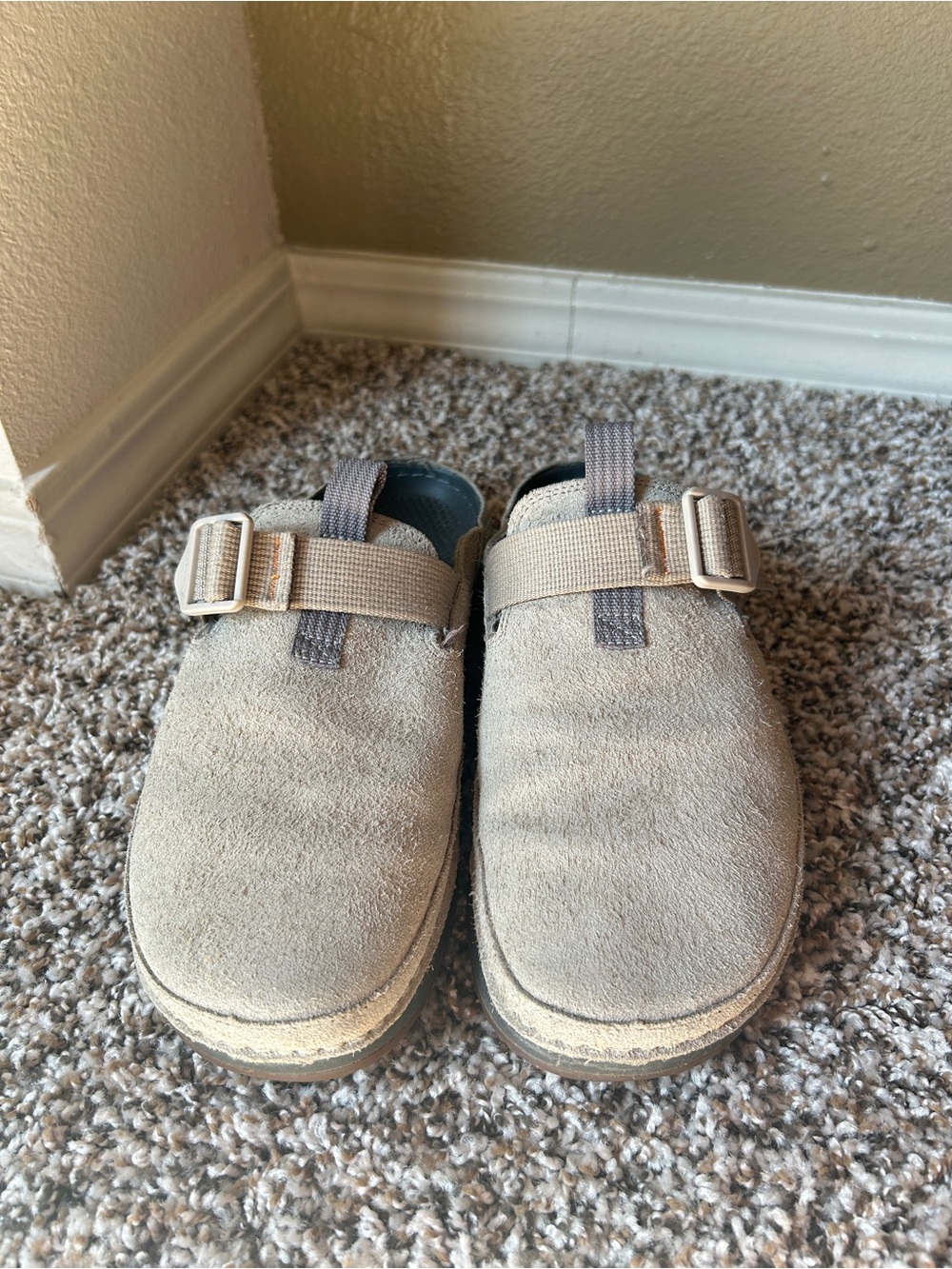 Chaco Women's Suede Mule Clogs in Light Taupe